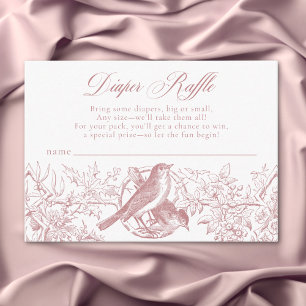 Elegant Pink Chinoiserie Nature Birds Baby Diaper Enclosure Card