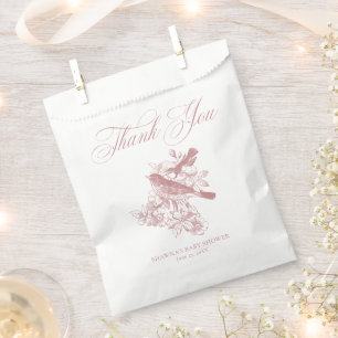 Elegant Pink Chinoiserie Nature Birds Baby Shower Favour Bags