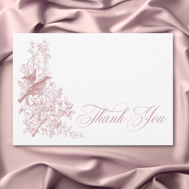Elegant Pink Chinoiserie Nature Birds Baby Shower Thank You Card (Elegant Pink Chinoiserie Nature Birds Baby Shower Thank You Card)