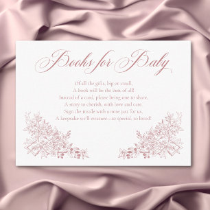 Elegant Pink Chinoiserie Nature Birds Books Baby Enclosure Card