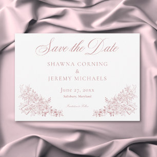 Elegant Pink Chinoiserie Nature & Birds Wedding Save The Date