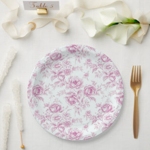 Elegant Pink Chinoiserie Paper Plate