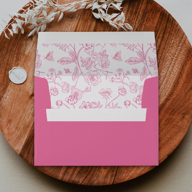 Elegant Pink Chinoiserie Victorian Floral Wedding Envelope (Creator Uploaded)