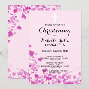 Elegant Pink CHRISTENING Event Invitation