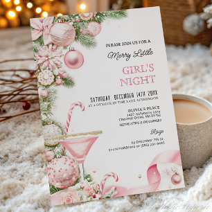 Elegant Pink Christmas Girls Night Invitation 