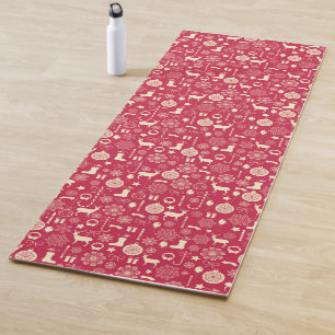 Elegant Pink Christmas Pattern Yoga Mat