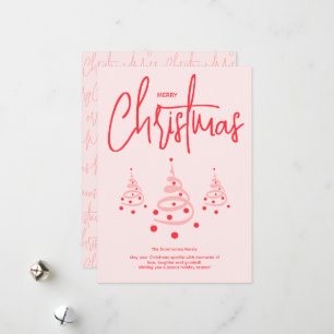 Elegant Pink Christmas Tree Holiday Card