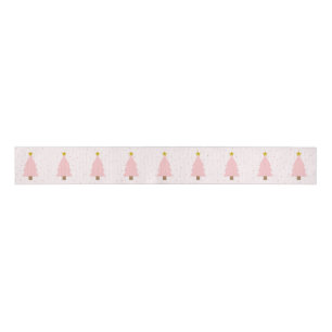 Elegant Pink Christmas Tree Line, Golden Stars Grosgrain Ribbon