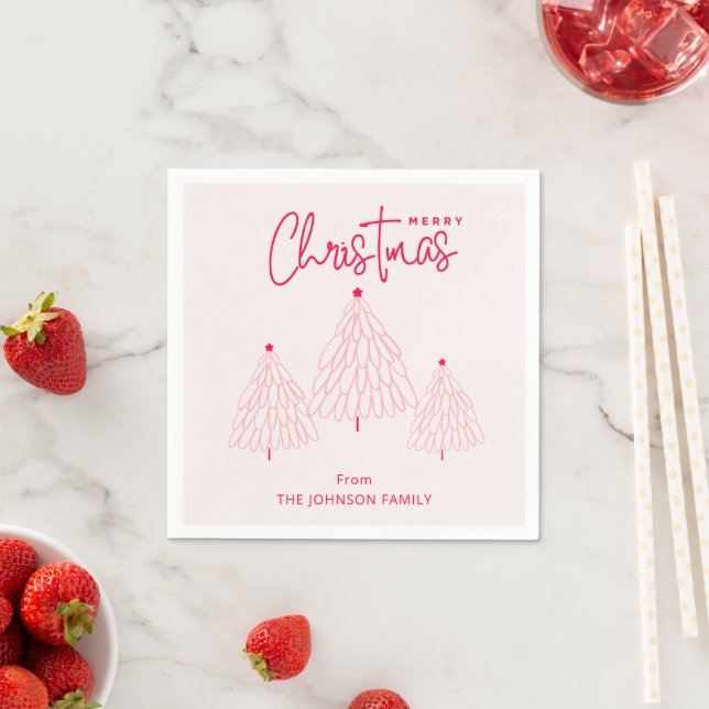 Elegant Pink Christmas Tree  Napkin (Insitu)