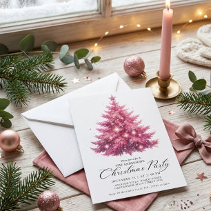 Elegant Pink Christmas Tree Winter Invitation