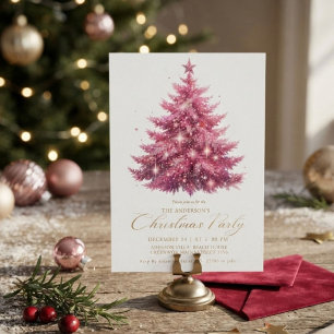 Elegant Pink Christmas Tree Winter Invitation