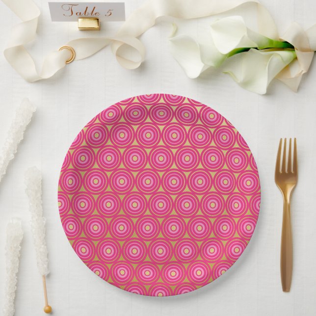 Elegant Pink Circles Paper Plates (Wedding)