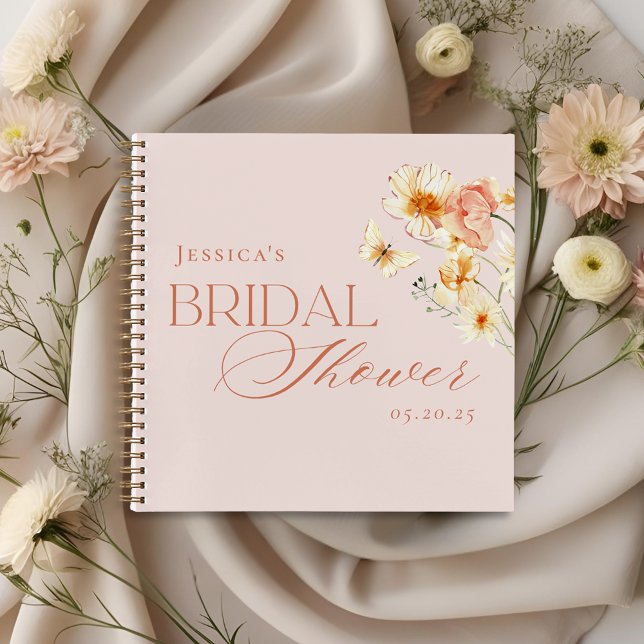 Elegant Pink Citrus Floral Bridal Shower Guest Notebook (Creator Uploaded)