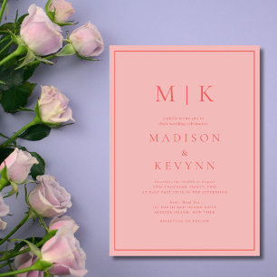 Elegant Pink Classic Wedding Invitation