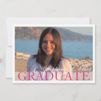 Elegant pink classy graduation portrait invitation