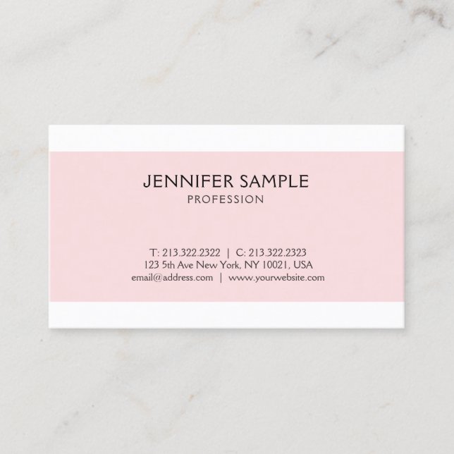 Elegant Pink Clean Graphic Design Modern Plain Business Card (Front)