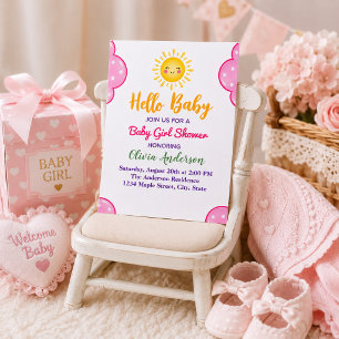 Elegant Pink Cloud Ttheme Baby Girl Shower Invitation