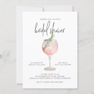 Elegant Pink Cocktail Bubbly Brunch Bridal Shower  Invitation