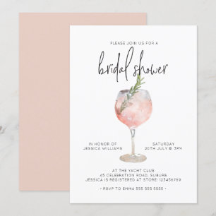 Elegant Pink Cocktail Bubbly Brunch Bridal Shower  Invitation