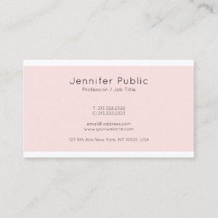Elegant Pink Colour Simple Plain Modern Trendy Business Card