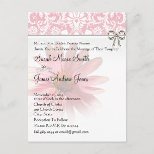 Elegant Pink ConeFlowerWedding Invitation