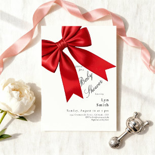 Elegant Pink Coquette Bow Baby Shower Girl Invitation
