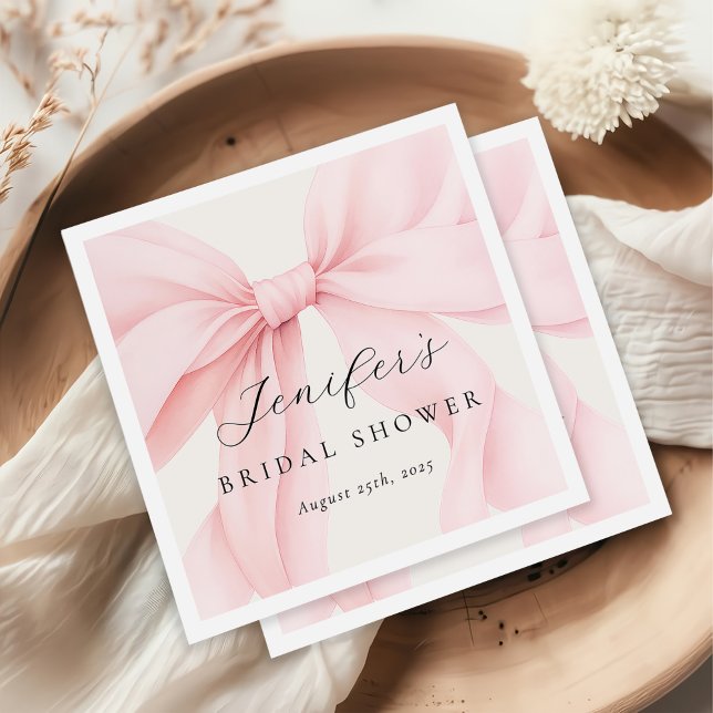 Elegant Pink Coquette Bow Bridal Shower Napkin (Creator Uploaded)