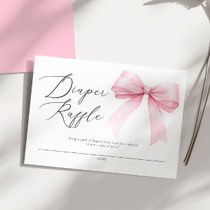 Elegant Pink Coquette Bow Diaper Raffle Baby Showe Enclosure Card