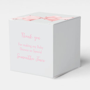 Elegant Pink Coquette Bow Girl Baby Shower Favour Box