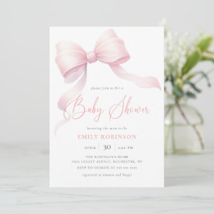 Elegant Pink Coquette Bow Girl Baby Shower Invitation