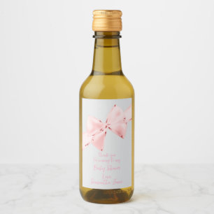 Elegant Pink Coquette Bow Girl Baby Shower Mini Wine Label