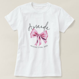 Elegant Pink Coquette Bow Sweet 16 Birthday T-Shirt