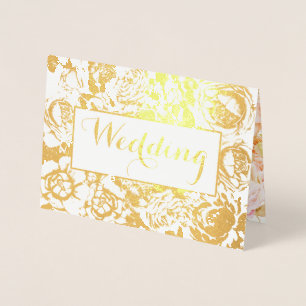 Elegant Pink, Coral Gold Foil Rose Wedding Card
