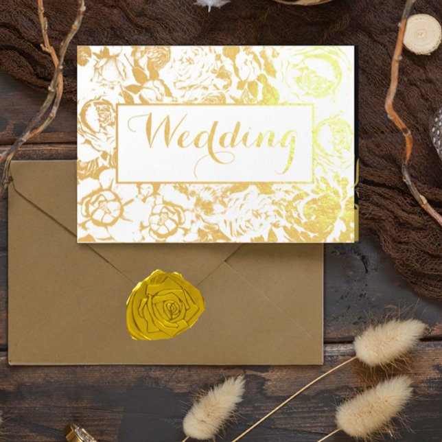 Elegant Pink Coral Gold Foil Rose Wedding Invite (Creator Uploaded)