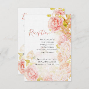 Elegant Pink Coral Secret Rose Garden Wedding  Inv Invitation