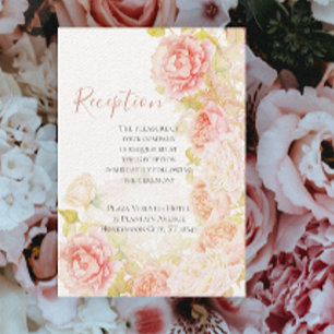 Elegant Pink Coral Secret Rose Garden Wedding  Inv Invitation