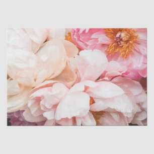 Elegant Pink & Cream Peonies Tissue Paper