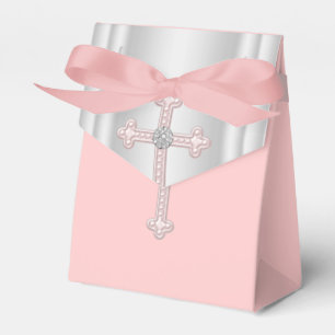 Elegant Pink Cross First Communion Favour Box