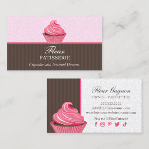 Elegant Pink Cupcake Bakery Design Business Card