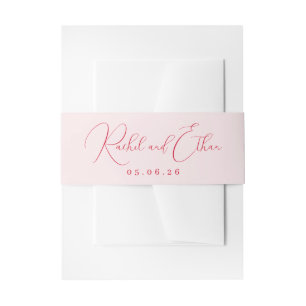 Elegant Pink Cursive Names Invitation Belly Band