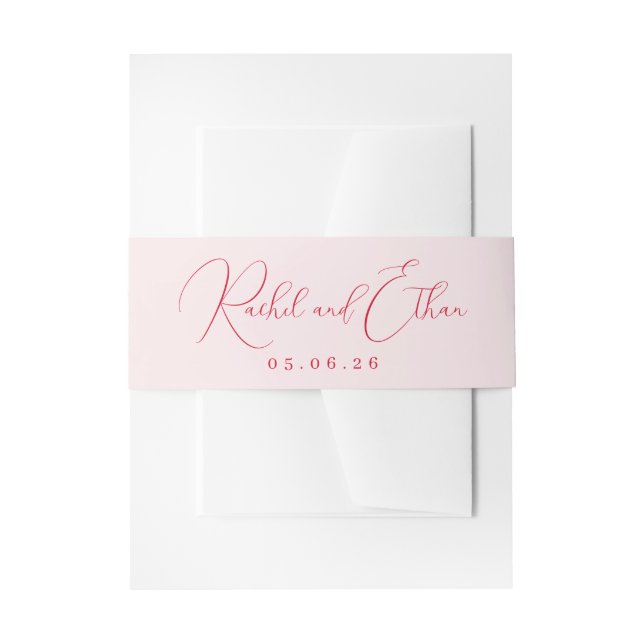 Elegant Pink Cursive Names Invitation Belly Band (Front Example)