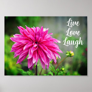 Elegant Pink Dahlia Garden Flower Motivational Poster