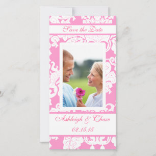 Elegant Pink Damask Save the DateYour Photo Date