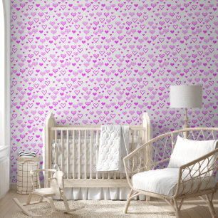 Elegant Pink Decorative Heart Pattern Wallpaper