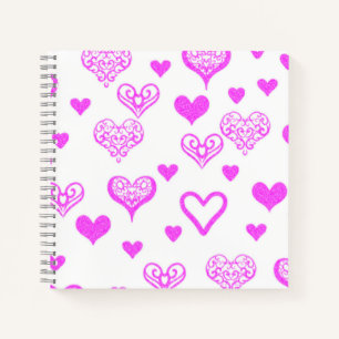 Elegant Pink Decorative Vintage Hearts Pattern Notebook