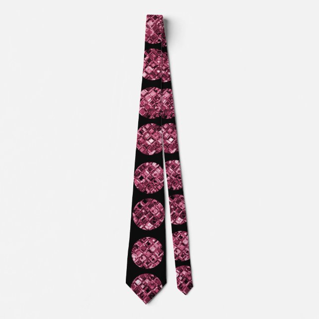 Elegant Pink Diamond Gem Pattern Tie (Front)