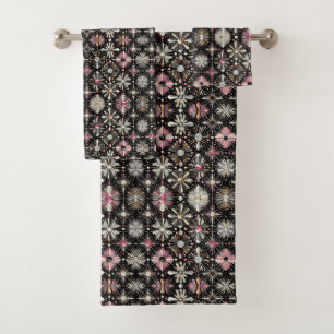 Elegant Pink Diamond Mid Century Modern Towel Set