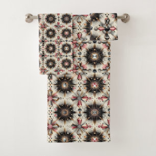 Elegant Pink Diamond Mid Century Modern Towel Set