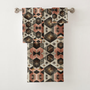 Elegant Pink Diamond Mid Century Modern Towel Set