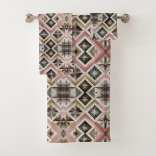 Elegant Pink Diamond Mid Century Modern Towel Set